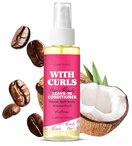 Coffee Leave In Conditioner Mist, Volumizing & Refreshing Leave-In Spray für alle Haartypen, verleiht Glanz und Weichheit, absorbiert überschüssiges Öl, leichte, nicht fettende Formel, Frizz Control