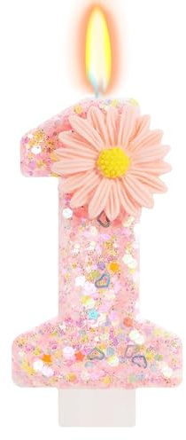 Kerze zum 1. Geburtstag Mädchen Rosa Glitzer, Geburtstagskerzen Zahlen für Kinder Kuchen, Zahl 1 Kerze Geburtstag Rosa,Kerzen für Kinder, Erwachsenen, Geburtstagsfeiern, Jubiläen und runde Geburtstage