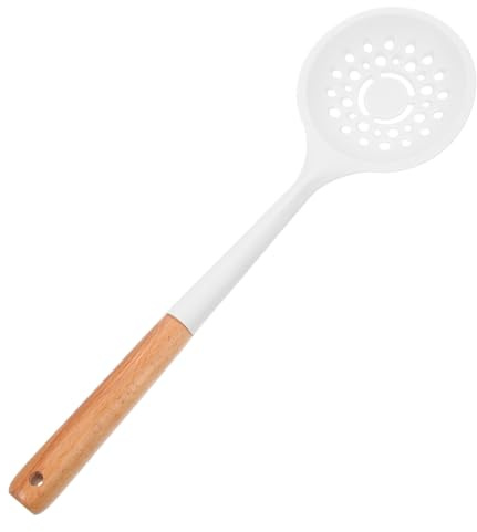 TOYANDONA Colador de Silicona Plano Cuchara Coladora Espumadera de Superficie Colador Mango Cuchara de Cocina Ranurada para Escurrir Pasta y Verduras