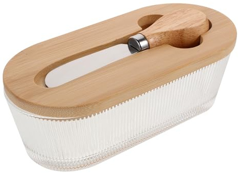 iplusmile Mantequera Hermética de Vidrio con Tapa y Espátula Recipiente Rectangular Transparente para Almacenar Mantequilla y Queso Diseño Compacto para Uso Doméstico en Cocina y