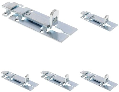 Burg Wächter Schloss-Riegel, Türriegel für flächenbündige Türen, Verzinkte Sicherheitsvorrichtung für Vorhängeschloss, Wetterfest, SR 100 SB, 100 x 42 mm (Packung mit 5)