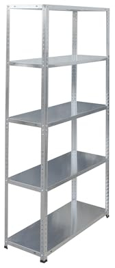 Relaxdays Stålhyllenhet, 5 hyllor, 150 x 75 x 30 cm, 200 kg, kraftig, silver