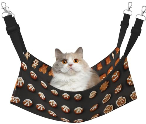 hgnbcsa Cute Cookie Man Cat Nickerchenbett & Fenstersitz-Hängematte, weich, waschbar, Haustier-Lounge für Indoor-Katzen, verstellbare Gurte