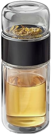 Bouteille infuseur à thé de voyage, bouteille d'eau en verre, Bouteille de thé de séparation d'eau étanche, Tasse à avec infuseur pour en vrac, aux fleurs, voyage à domicile