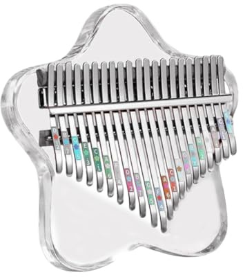 Ounfhtrttk Piano de Pulgar Kalimba Transparente, Kalimba de Cristal Transparente de 21 Teclas, Instrumento Musical Rainbow Star Finger Piano