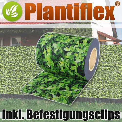 Plantiflex Sichtschutz Rolle 35m Blickdicht PVC Zaunfolie Windschutz für Doppelstabmatten Zaun (Buchsbaum)