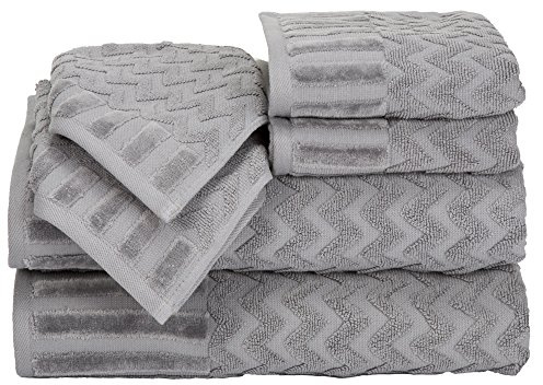 6PC Towel Set - 625GSM 100% Cotton Bathroom Essentials with 2 Bath Towels, 2 Hand Towels, and 2 Wash Cloths - Absorbent Towels for Bath, Shower, Gym, Spa, and Dorm Room by Lavish Home (Silver)