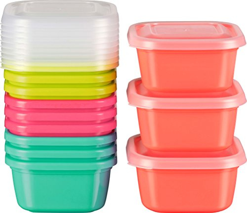 Kigima Mini-contenitore per congelatore contenitore per alimenti colorato (0,30l Quadrato (12 Pz))