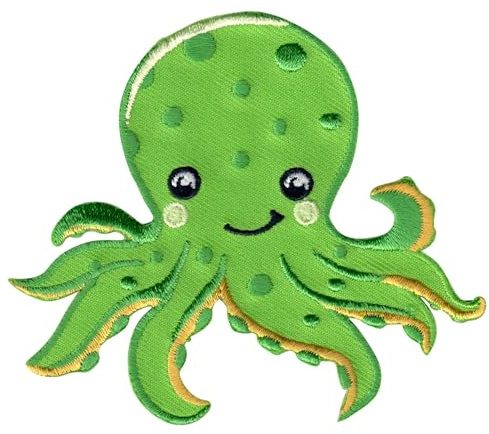 PatchMommy Krake Aufnäher zum Aufbügeln für Kinder, 7,5 x 9 cm | Gesticktes Bügelbild, Patch & Applikation für Baby- und Kinderkleidung & Rucksäcke – zum Aufbügeln oder Aufnähen