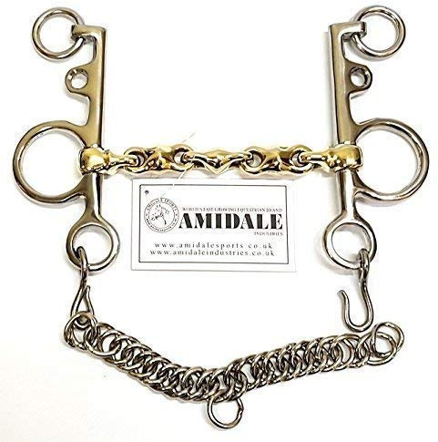 Amidale Waterford Pelham With Lozenge Chain Copper Mix German Silver Horse Bit 5.5 Inches