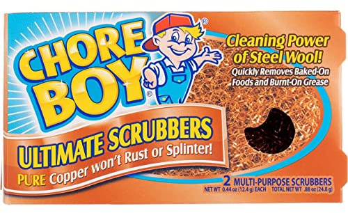 Chore Boy Ultimate Copper Scrubbers 2 Count Multi-Purpose | Rust resistant design, Cuts baked-on grease, Safe for many surfaces