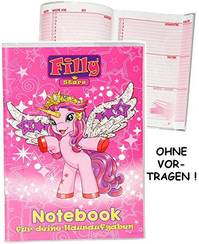 alles-meine.de GmbH Hausaufgabenheft - Filly - Einhorn Stars - Pferde - Cassiopeia - für Faule - ohne Vortragen der Stunden ! - Schule - incl. Schutzhülle & bunten Seiten - f..