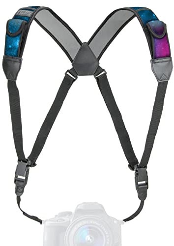 USA Gear DSLR Harnais de Poitrine Pour Appareil Photo Reflex Numérique avec Boucles à Dégagement Rapide et Poches pour Accessoires – Compatible avec Canon, Nikon, Sony et plus – Galaxie