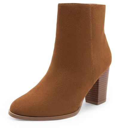 DREAM PAIRS Bottine Femme avec Talon Bloc Haut Élégante Bottes de Cheville Confortable