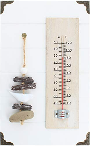 com-four® Analoges Thermometer, Maritimes Wandthermometer für innen | Temperaturmesser mit Skala in Grad Celsius und Grad Fahrenheit