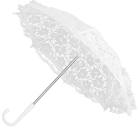 Duokon Tea Party Regenschirm,Spitze Hochzeits Sonnenschirme Regenschirm Sonnenschirm Dame Bridal Party Decoration Photo Props(51239Weiß)