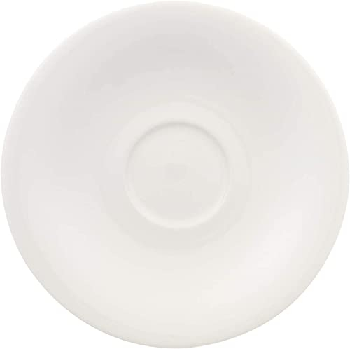 Villeroy & Boch New Cottage Basic Kaffee- / Teeuntertassen 6er Set, 16 cm, Untertassen aus Premium Porzellan, Weiß
