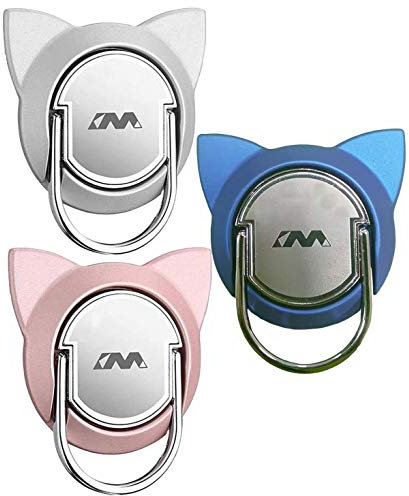 Cat Phone Ring Holder for Magnetic Car Mount,Fonessary 360 Rotation Metal Phone Ring Grip Kickstand for Smartphones(3Pack)