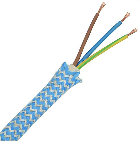 10m Textilkabel Türkis Sand Raster 3 x 0,75mm² Stoffkabel 3G Stromkabel Kabel stoffummantelt für Restauration und Neubau Zickzack