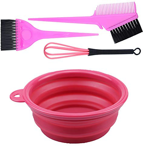 Kit de 4 piezas de tinte para el cabello, incluye cuenco para teñir el cabello, cepillos de teñido de cola afilada, peine mezclador para bricolaje para colorear el cabello, juego de herramientas de