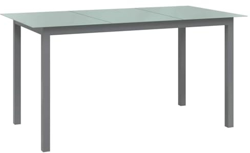 vidaXL Gartentisch Terrassentisch Gartenmöbel Esstisch Garten Tisch Balkontisch Glastisch Outdoor Hellgrau 150x90x74cm Aluminium Glas