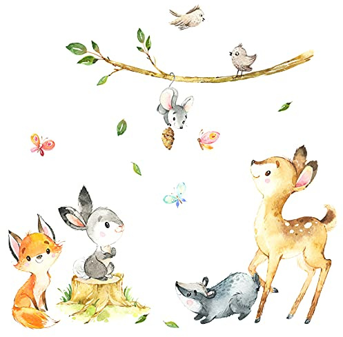 Little Deco Waldtiere Reh Hase Dachs DL552 M - 85 x 62 cm (BxH)