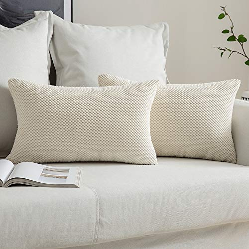 MIULEE 2er Set Kissenbezüge Weihnachten Dekokissen Körnig Dekorativ Kissenbezug Kissenhülle Sofakissen Deko Bezug Weich Zierkissen Kissen für Wohnzimmer Schlafzimmer 40x60cm Beige