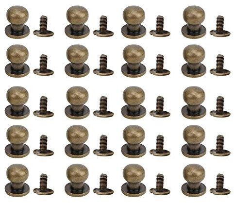 Pssopp Leder Nieten 9 X 8mm Runden Kragenknopf 20 Stücke Schrauben Nieten Runden Kopf DIY Lederzubehör für DIY Handwerk Leder Tasche Schuhe Gürtel Reparaturen Dekoration(Mönchskopf Bronze 9 * 8mm)