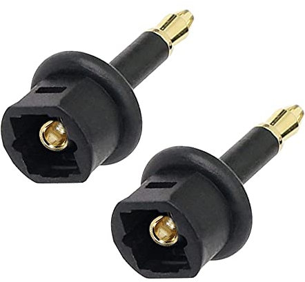 r2digital 2x Toslink Adattatore Convertitore di fibra ottica, femmina a jack mini 3,5 mm maschio, audio da SPDIF mini TOSLINK ad ottico TOSLINK 3,5 mm FIBRA DIGITALE