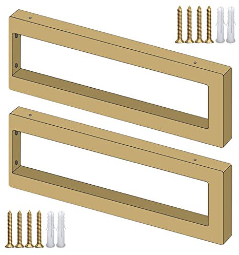 Gold Regalwinkel Industrielle Regalhalterungen Schwerlastträger Dekorative Regalstützen Wandkonsole Metallhalterung, für Küche, Schlafzimmer, Arbeitsplatte, 2 Stk (400mm/15.7in)