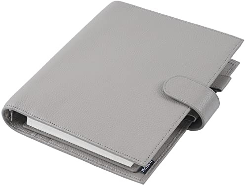 Moterm A5 Luxe Rings Planner - Genuine Leather Binder Organizer (Pebble-Gray, 30mm Ring)