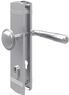 MS Beschläge Langschild Sicherheitsbeschlag Zylinderschutz Haustürbeschlag Türdrücker Chrom glänzend Schutzbeschlag Kernziehschutz Türbeschlag (Knopf/Drücker, DIN 10/92)