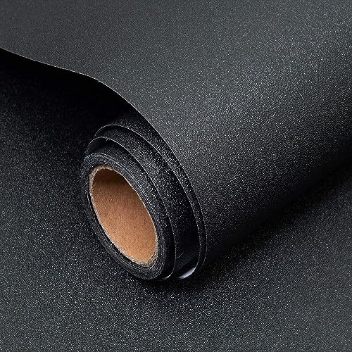 Decoroom Sticky Back Plastic Black Paper Self Adhesive 40X600cm Peel and Stick Wallpaper Vinyl Film Roll Covering Wardrobes Drawers Bedroom Living Room Removable DIY Refurbished Furniture Stickers