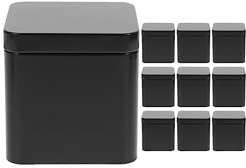 UPKOCH Teedose 10 Stück Quadratische Schwarze Metalldosen Teedosen Kanister Kleine Teedose Mit Deckel Leere Boxen Behälter Für Losen Tee Kaffeebohnen Nüsse Süßigkeiten-Behälter