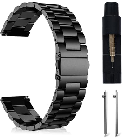 MaEiol 22mm Edelstahl Metall Armband für Huawei Watch GT 6 Pro/GT 6/GT 5 Pro/GT 5/4 46mm /Huawei Watch 5/4 46mm /Ultimate 2, Edelstahl Armband Business Uhrenarmband Armbänder für Damen Herren -Schwarz