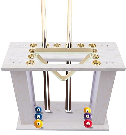 Froulaland Billard Queue Rack Halterung Winkel 16 Queue Pool Snooker Ball Holz Weiß Billard Rack Schöne und langlebige professionelle Billard Raum