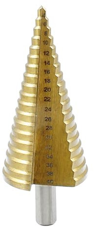 LDEXIN Stufenbohrer, 0,3 cm bis 1-9/16 Zoll, Hochgeschwindigkeitsstahl-Stufenbohrer, Kegelbohrer für Metall, robuster Stufen-Bit, dreifacher Schaft (4 mm – 40 mm)