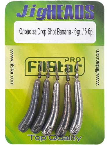 PRO FILSTAR Drop Shot Blei Set 5x6gr - Dropshot Bleie Tropfenform Gebogen - Angel Gewichte Set mit Wirbel - Angelgewichte - Jigköpfe - Angelblei - Angelset - Fishing Weights - Angelzubehör Set – Jig