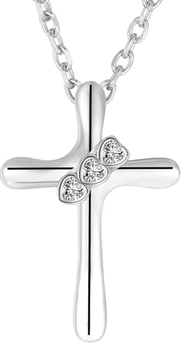 J.MUEN Kreuz Halskette Damen 925 Sterling Silber Kreuz Anhänger Kette Schmuck Geschenke für Frauen Mädchen,Nickelfrei, Allergiker geeignet