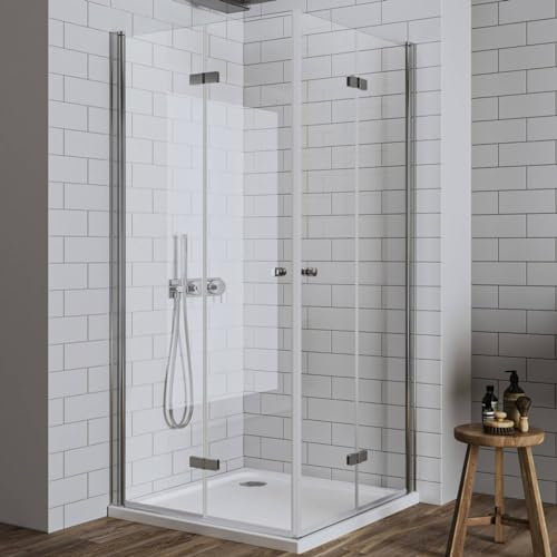 LUXESPIRE Duschkabine 70x90cm Eckeinstieg mit 180° faltbarer Tür Duschtür Falttür Duschabtrennung Duschwand 6mm ESG Sicherheitsglas Eckdushe Höhe 185cm
