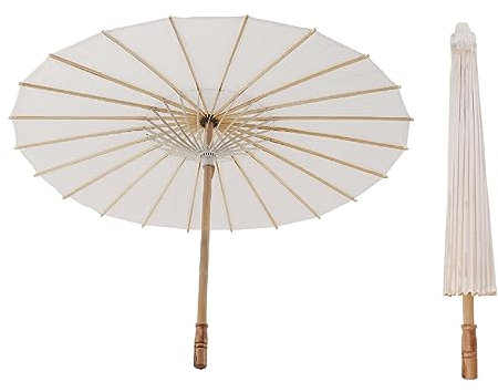 Tissting Papierschirm 28-83cm Durchmesser Chinesischer Stil Weiße Deko Regenschirm DIY Papiermalerei Kinder Foto Cosplay Requisite Schirm für Hochzeit, Brautparty(83cm)