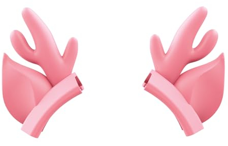 Pink Deer Antler Ears for Headphones, Silicone Cute Ears Attachment, Lovely Detachable Accessories Fit for Gaming Headset, Lightweight & Durable