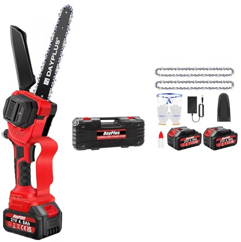 Petite tronçonneuse électrique sans fil 21 V 20,3 cm alimentée par batterie avec 2 batteries 4000 MHA