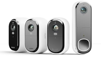 Arlo Home Security Full Kit HD (Outdoor Camera x3, Video Doorbell), Wireless, Full HD, Night Vision, Light, Motion Sensor, Siren, 2-Way Audio, Smart Home Integration Secure Trial Period