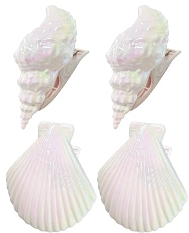 Seashells Towel Clips for Beach Chairs, 4Pcs Beach Towel Clips for Pool Chairs, Beach Chair Clips, Pool Towel Clips for Chairs Cruise