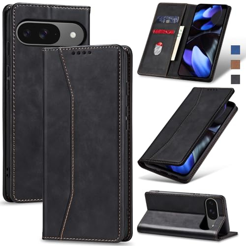 Jasonyu Funda para Google Pixel 9/9 Pro Flip Case,Negro | Cuero PU Carcasa,Tipo Libro con Tarjetas y Cartera,Soporte Plegable,Cierre magnético,Capa