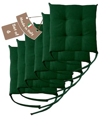 Il Tuo Artigiano Design 6 Stuhlkissen im Set, 40 x 40 cm 6 cm dick, Polsterung aus Schaumstoff und weichem Acryl, Sitzkissen Stuhl 6er Set, Stuhlkissen Outdoor 40x40 (6, grün)
