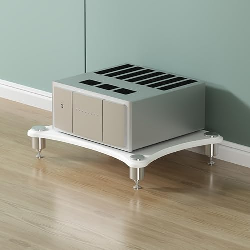 Meuble HiFi à 1/2/3/4 Etagères,Meubles pour Audio/Vidéo,Support en Acier,Meuble Multimedia,Meuble Bas,Meuble Tourne Disque vinyle,Meuble Imprimante,pour DVD,Console de jeu,Amplificateurs,Médias(Wit,60