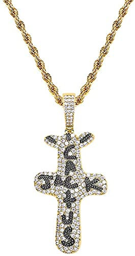 Collana con ciondolo stile strada Hip Hop Cactus Jack Cross, uomo donna placcato oro 18k ghiacciato CZ personalizzato Bling Diamond Jewellery