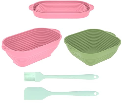 Aipeeo Proofing Basket, Oval Bread Banneton Proofing Basket, Square Shape, Bread Baking Basket, Foldable Silicone, Proofing Basket for Bread Set, Proofing Basket for Bread Baking, Suitable for